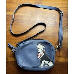 Brighton Central Bark Pup Dog Stitched Pebbled Leather crossbody Bag